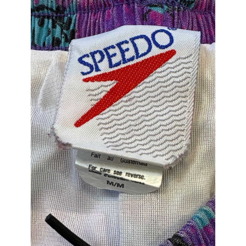 Vtg 80s Speedo graphic Purple Blue Surf Wake Board Medium Swim Trunks Shorts - Picture 4 of 8